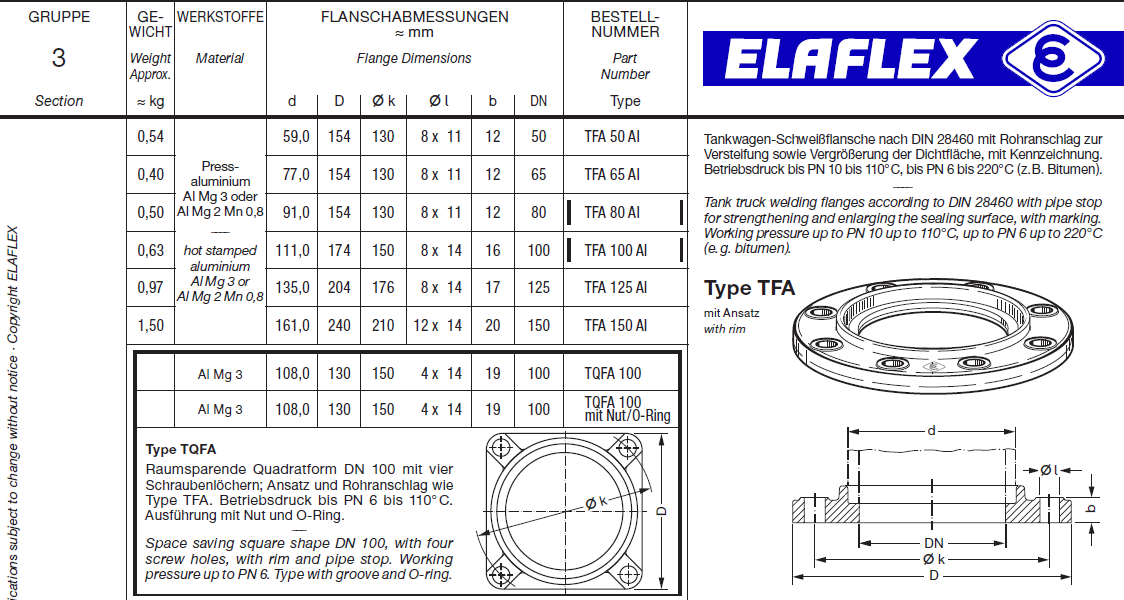 ELAFLEX TFA 法兰螺纹接头